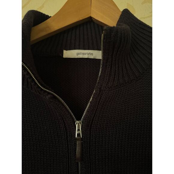 Italy Men's Size 48 Gentry Portofino Blue Cotton Full Zip Sweater - Picture 2 of 3